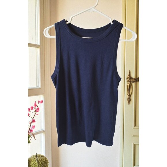 A New Day Women’s Tank Top XL Navy Blue Sleeveless Casual Basic Stretch - Picture 1 of 2